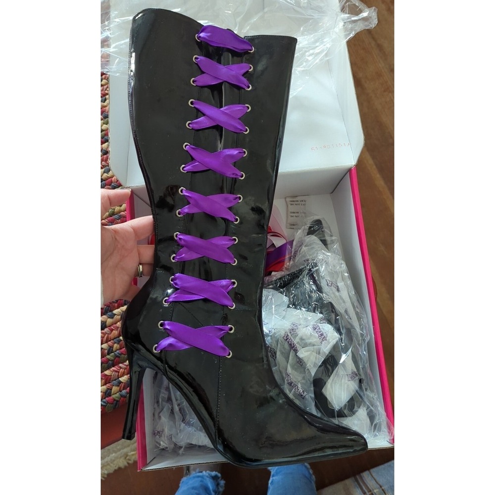 NEW Funtasma‎ Women's Sz 11 VIX126/B Black Patent Boots Sexy!